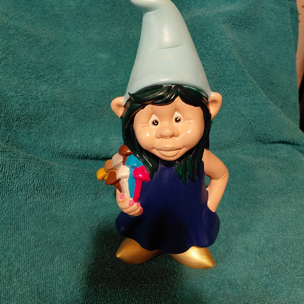 Charming Ceramic Gnome with Blue Hat